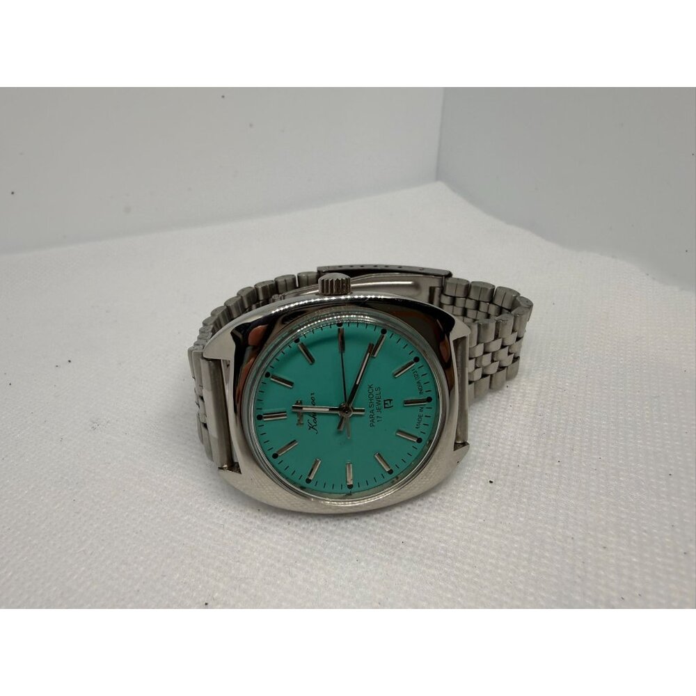 Vintage HMT Automatic 17 Jewels Watch Stainless Steel Band & Aqua Dial - Picture 8 of 11